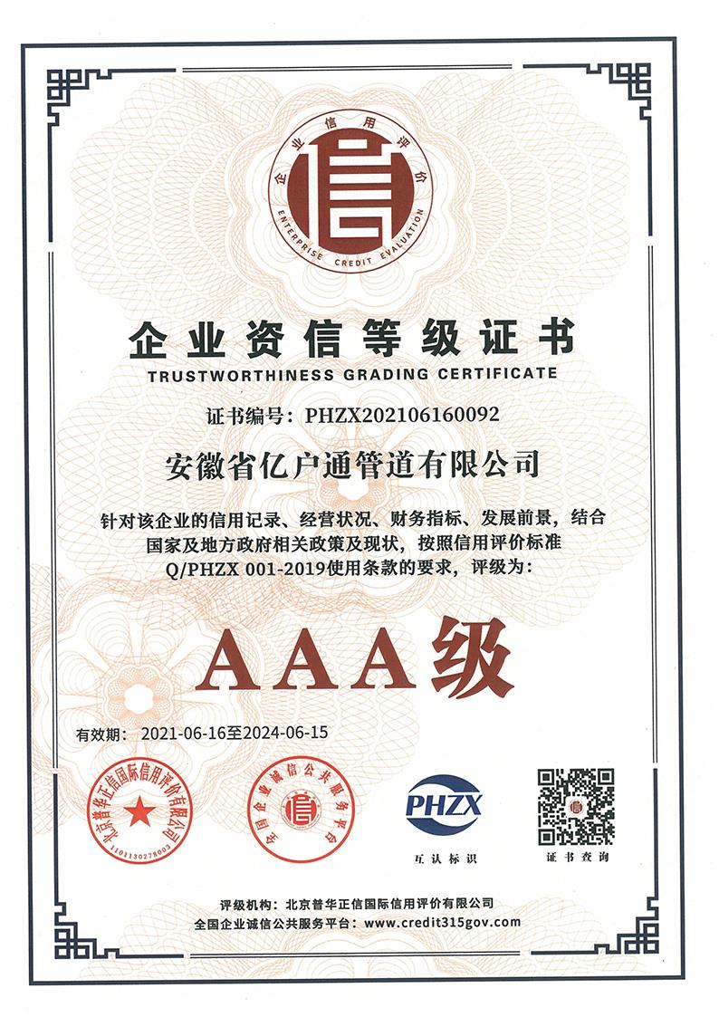 企业咨信等级证书